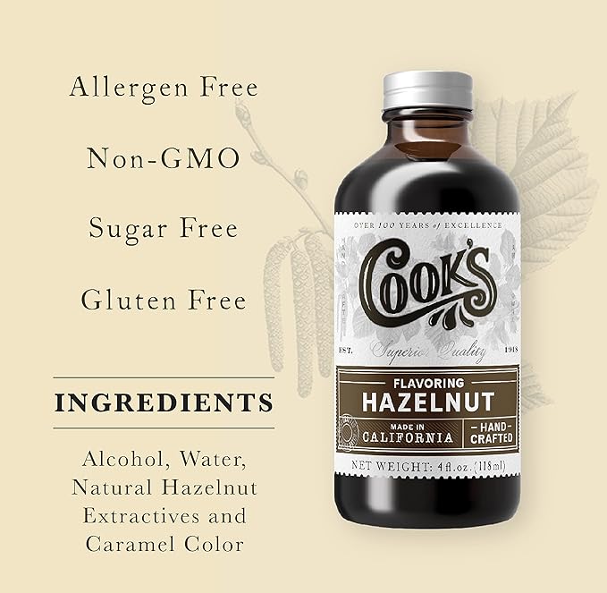 Cook's, Pure Hazelnut Flavor, Perfect for Baking and Cooking, Certified Kosher, Gluten Free