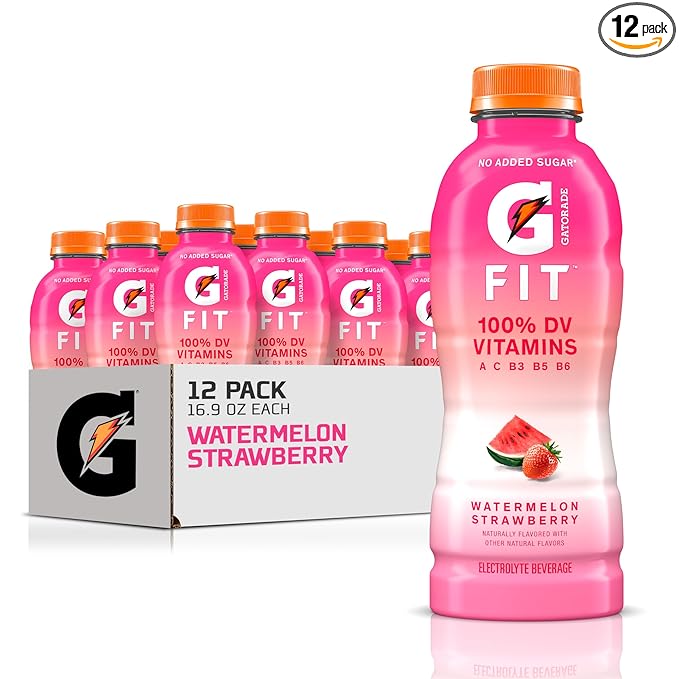 Gatorade Fit Electrolyte Beverage, Healthy Real Hydration, Watermelon Strawberry, 16.9.oz Bottles