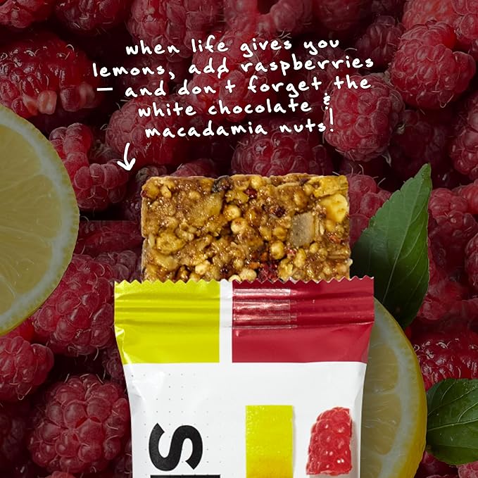 SKRATCH LABS Energy Bar | Raspberry + Lemon (12 pack) | Plant Based Healthy Snack | Low Sugar - 4g