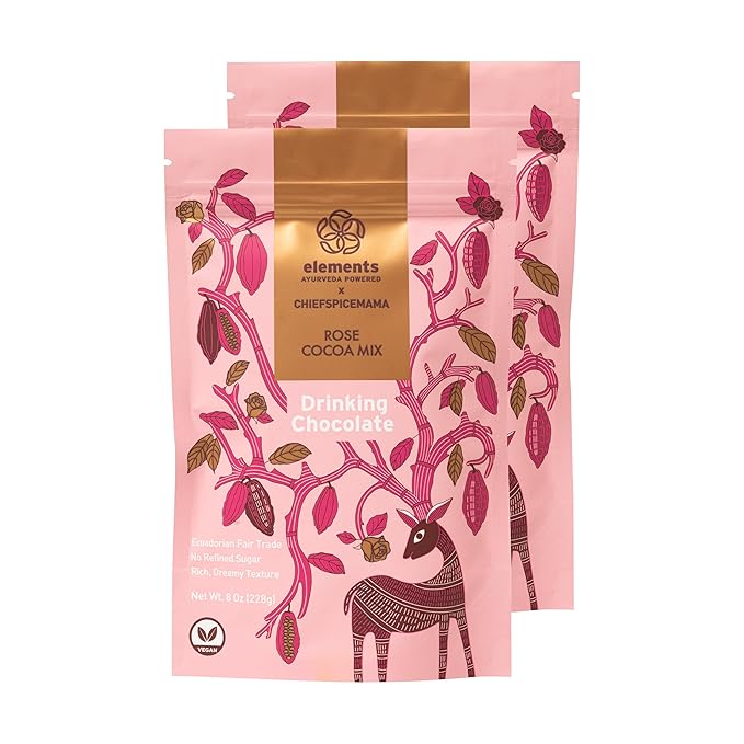 Elements Truffles Rose Essential Oil Hot Chocolate - Heavy Metal Tested- All-Natural, Handmade Hot