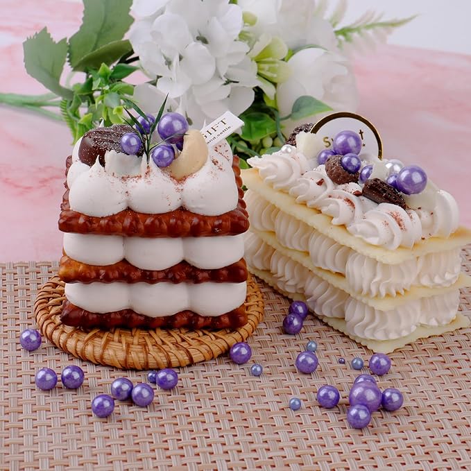 Purple Sprinkles for Cake Decorating, 6 Sizes Mix 4.6 oz Edible Pearl Sugar for Ice Cream Cupcake