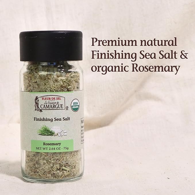 Le Saunier de Camargue Fleur de Sel with Organic Rosemary – French Sea Salt Finishing Salt with