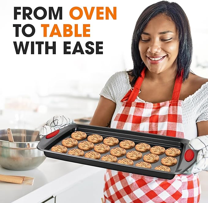 Cheer Collection Baking Pan Set – 3 Piece Non Stick Bakeware Set for Oven, Non Toxic Baking Trays