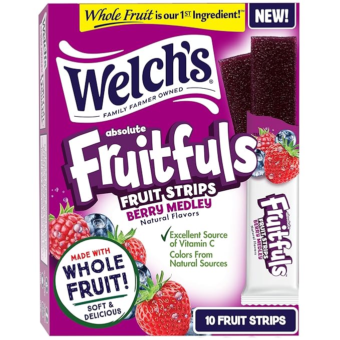 Welch?™s Absolute Fruitfuls Fruit Strips, Tasty Dried Fruit Snacks for School Lunches, Berry