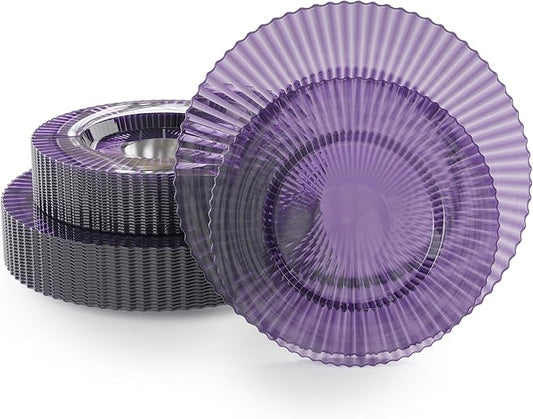 Exquisite 40 Piece Plastic Disposable Plates Set For 20 Guests I 20 X 9 Inch & 20 X 11 Inch