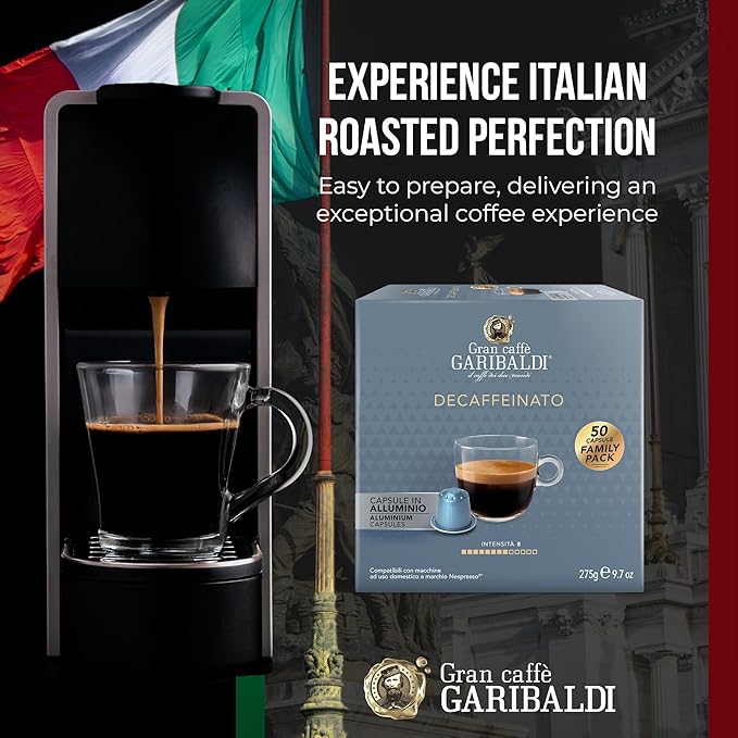 Gran Caffè Garibaldi Decaffeinated Espresso Pods, Italian Roasted Coffee, Decaf Capsules Compatible