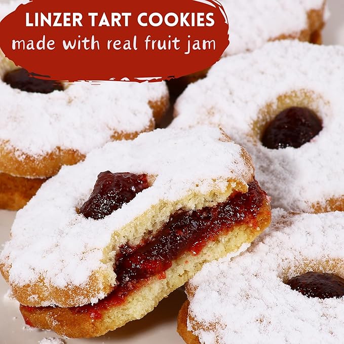 Linzer Tart Cookies | 10 Individually Wrapped Shortbread Cookies | Fresh & Delicious Italian