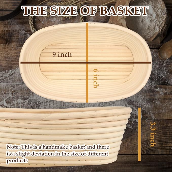 Sondiko Oval Bread Proofing Basket, Handmade Sourdough Bread Baking Supplies, Banneton Bread