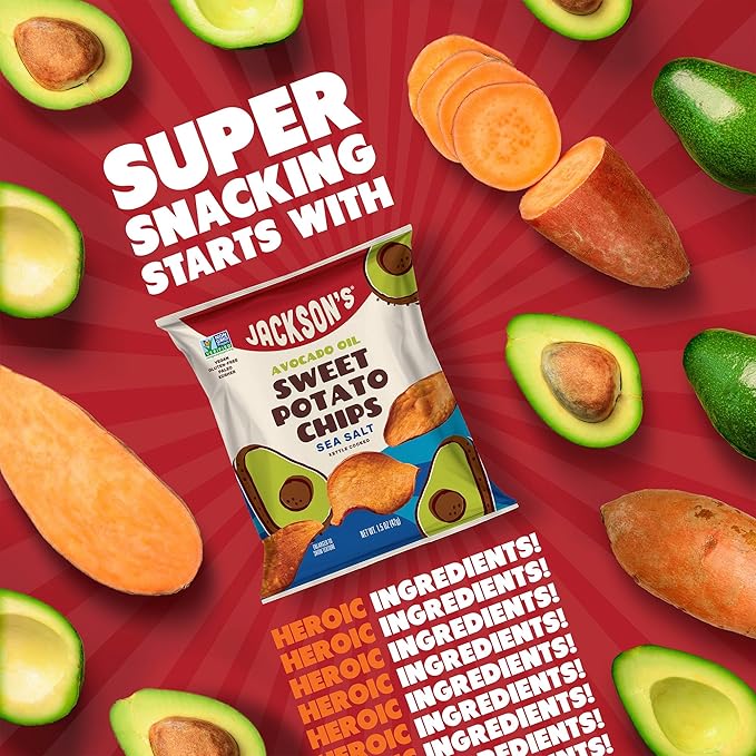 Jackson???Sweet Potato Kettle Chips Avocado Oil Variety Pack made with Premium Oils (1.5 oz, Pack