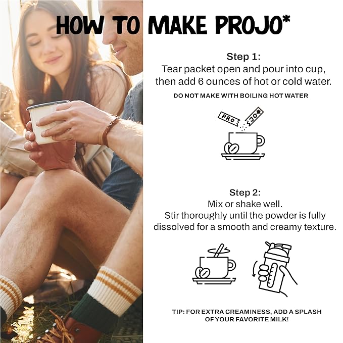 Projo* Power Coffee – Instant Coffee with 11g Protein – Grass-Fed Hydrolyzed Bovine Collagen &