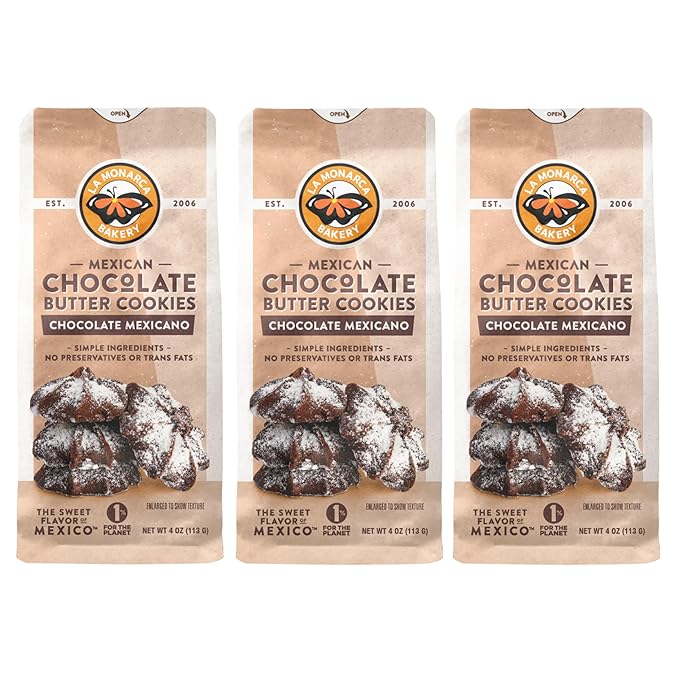 Mexican Chocolate Butter Cookies, 4 Ounce (Pack of 3), Made with Real Butter and Fair Trade Cacao