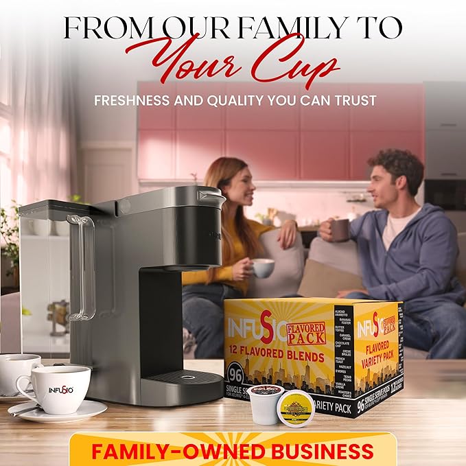 InfuSio Flavored Coffee Pods Variety Pack – 96 Count, 12 Gourmet Medium Roast Dessert-Inspired