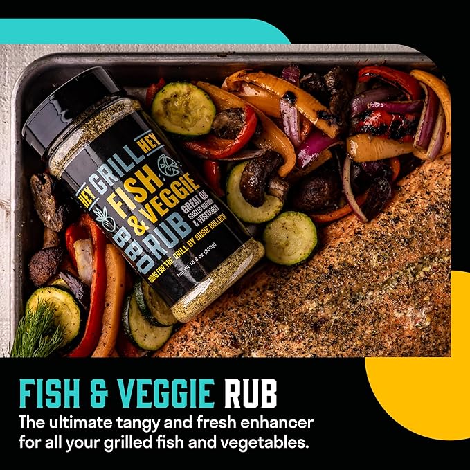 Hey Grill Hey | Fish & Veggie Rub | Fish Seasoning | Seafood & Vegetable seasoning | Salmon Rub
