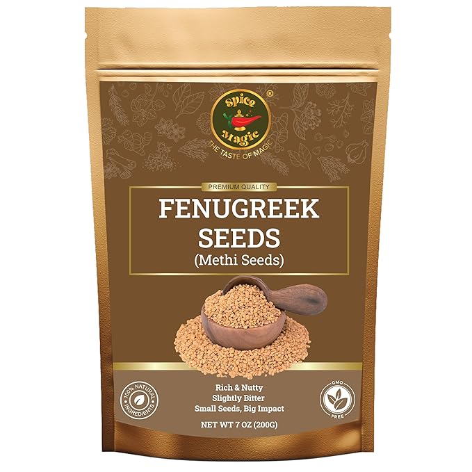Spice Magic Fenugreek Seeds I Methi | Spice Whole 7oz (200g) ~ 100% Natural, Aromatic & Natural I