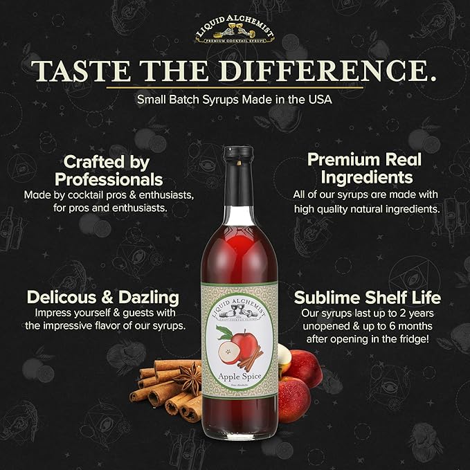 Liquid Alchemist Apple Spice Syrup for Cocktails - Real Ingredients Make our Apple Syrup for Drinks