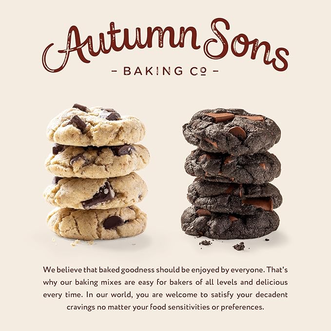 Autumn Sons Baking Co. Gluten Free Chocolate Chunk & Double Chocolate Chunk Cookie Mix Combo Pack.