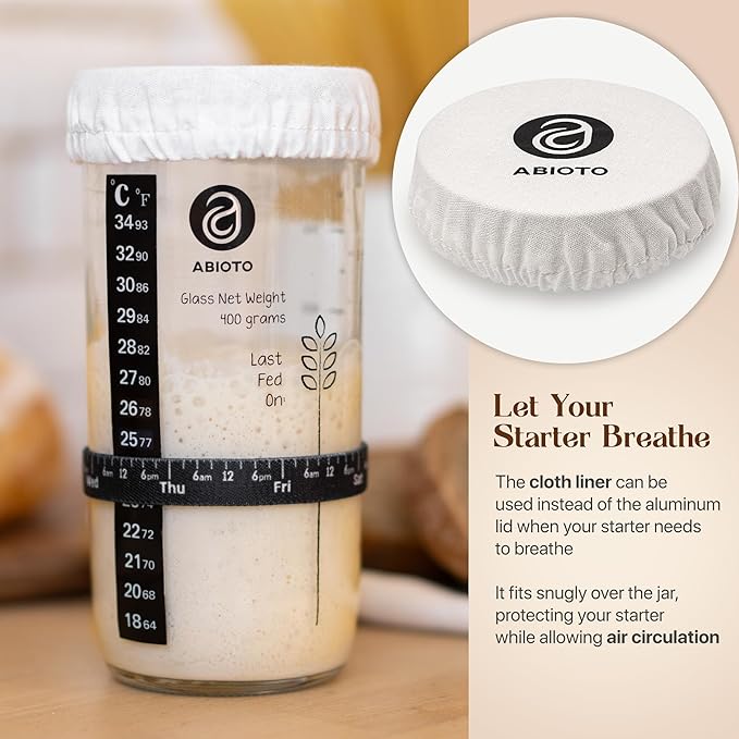 Sourdough Jar Kit, Includes 24 oz Sourdough Starter Jar with Metallic Lid, Silicone Spatula