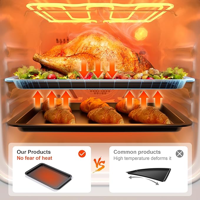 HONGBAKE Ceramic Baking Sheet Pan Set, Cookie Sheet for Oven, Bakeware Sets with Wider Grips, 3