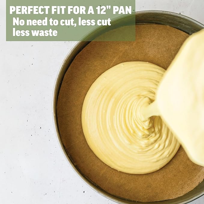 Zenlogy 12 Inch Parchment Paper Rounds (100 Sheets) - Unbleached, Pre-cut, High Heat, Round Liners