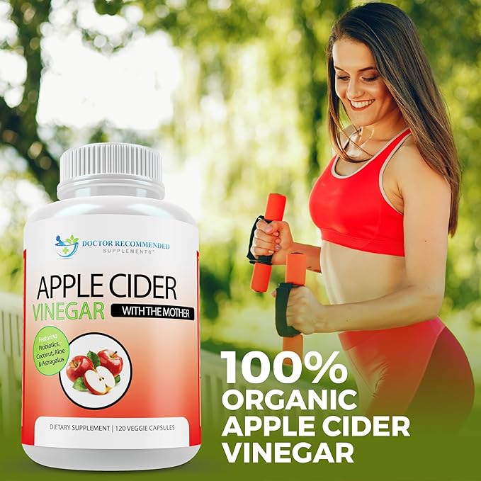 Apple Cider Vinegar Capsules - (120 Veggie Capsules) Organic ACV Supplement with Probiotics