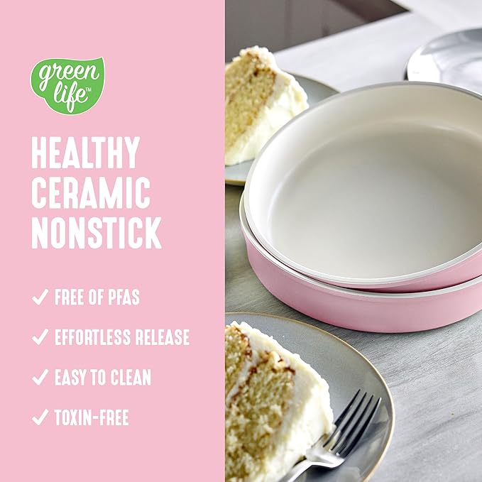 GreenLife 6 Piece Nonstick Bakeware Set, Non-Toxic PFAS-Free Ceramic Oven Pans, Dishwasher & Oven