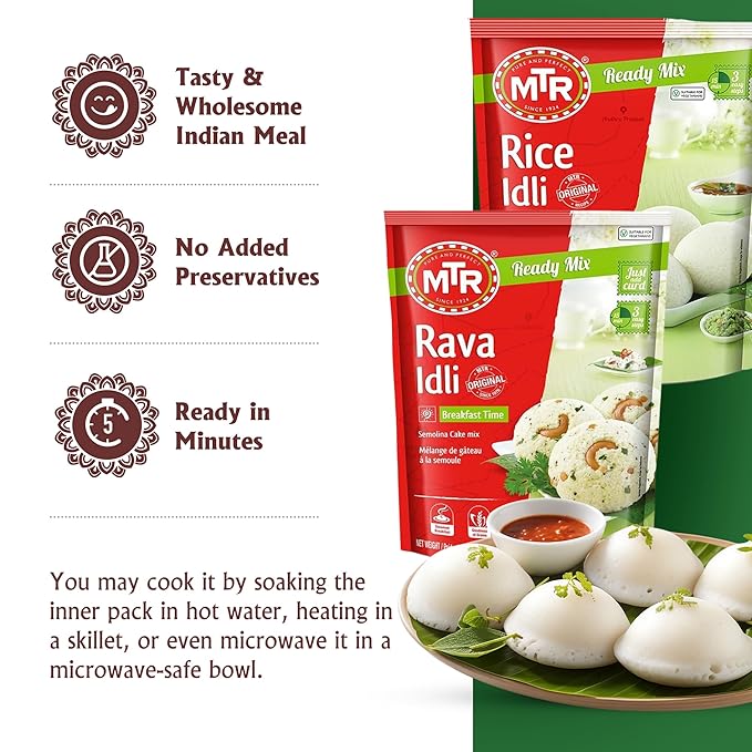MTR Instant Assorted Mix - Ready to Cook Authentic Indian Breakfast, Lunch, Dinner or Snack Meal