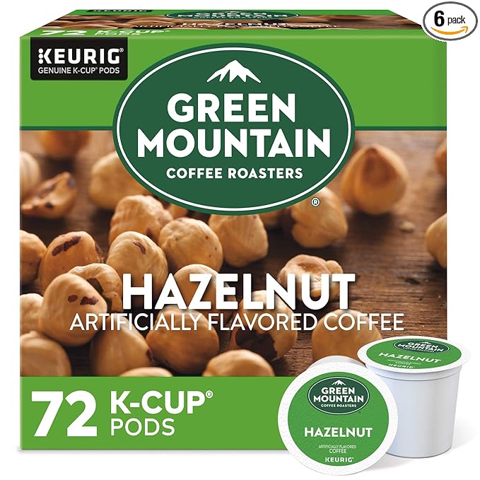 Green Mountain Coffee Roasters Hazelnut Keurig Single-Serve K-Cup pods, Light Roast Coffee, 72 Count