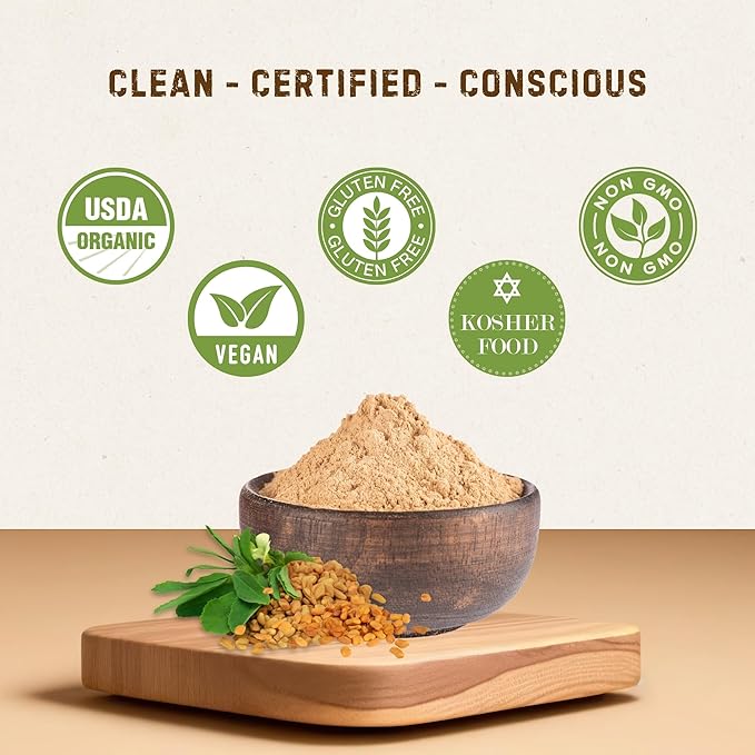 Fenugreek Powder Organic 19.05 oz - Ground Fenugreek for Cooking, Smoothies & Hair - USDA Organic