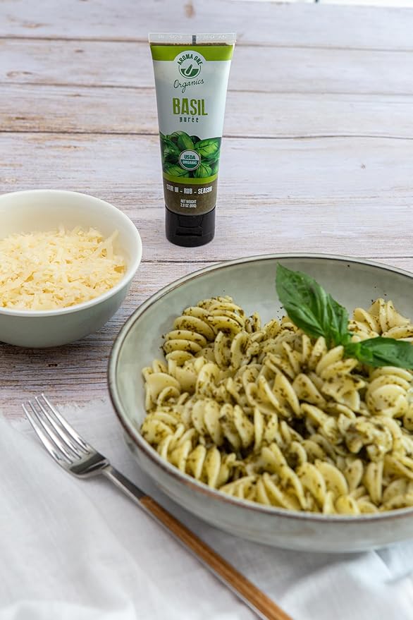 Aroma One Basil Puree Paste - Organic Herb Concentrate for Cooking, Seasoning & Sauces - Fresh