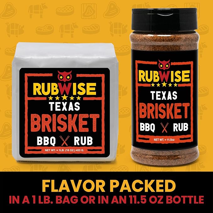 RubWise Texas Style BBQ Brisket Rub (1lb) | Barbecue Rubs & Spices for Smoking and Grilling | Beef