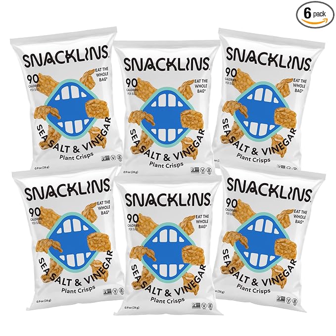 SNACKLINS Plant Based Crisps SEA SALT & VINEGAR - Gluten Free, Grain Free, 100% Kosher, Vegan