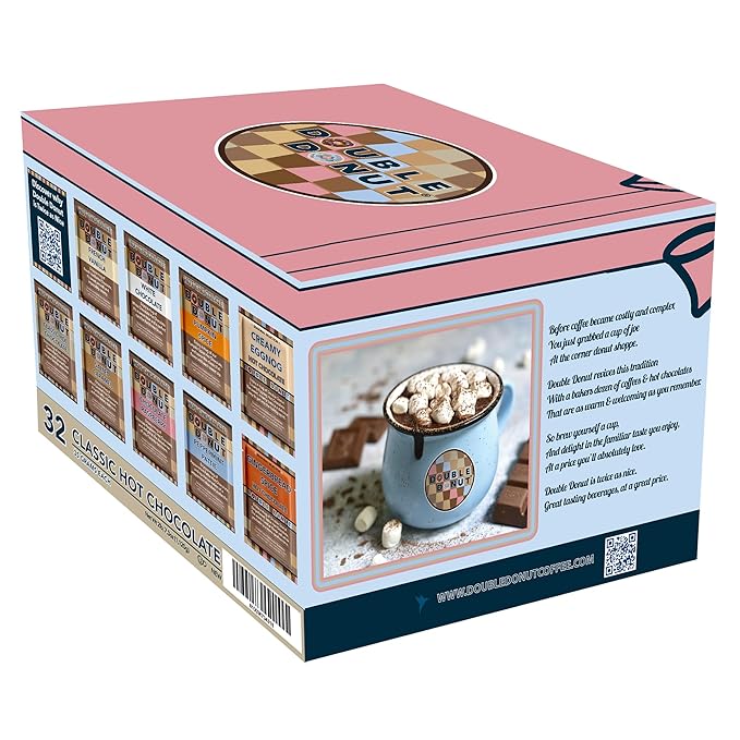 Double Donut Hot Chocolate, Classic Hot Chocolate, Hot Chocolate Packets, Hot Cocoa Mix, 32 Count