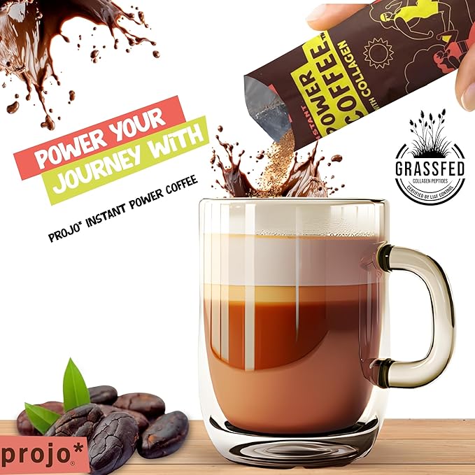Projo* Power Coffee – Instant Coffee with 11g Protein – Grass-Fed Hydrolyzed Bovine Collagen &