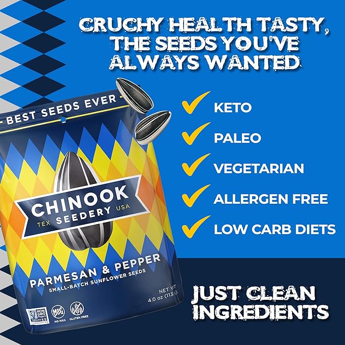 Chinook Seedery Roasted Jumbo Sunflower Seeds - Keto Snacks - Best For Snack Packs - Gluten Free