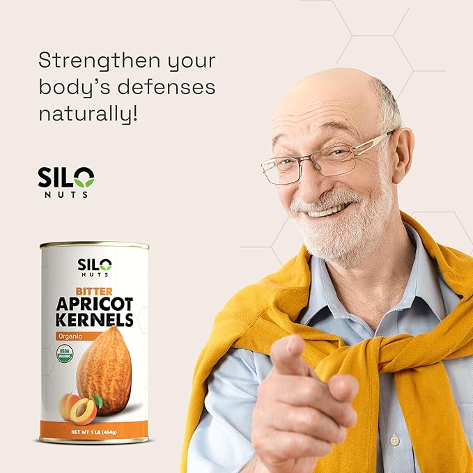SILO Nuts Organic Bitter Apricot Kernels - USDA Certified Organic Bitter Apricot Seeds - Natural &