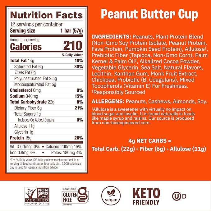 Munk Pack 15g Probiotic Keto Protein Bars - Low Sugar, High Protein -1g Sugar, 4g Net Carbs. Vegan