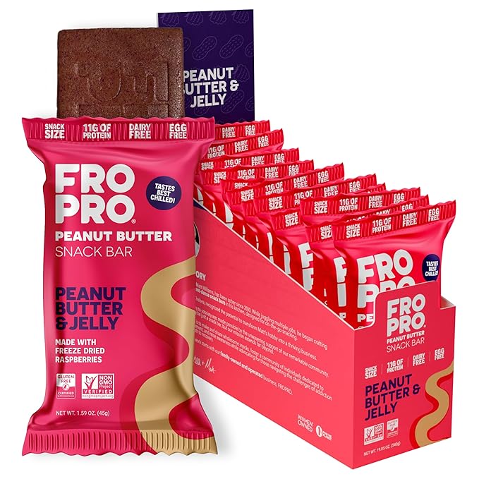 FROPRO Plant Protein Snack Bars - Plant Based Protein Bars, All-Natural, Gluten, Dairy, & Soy Free