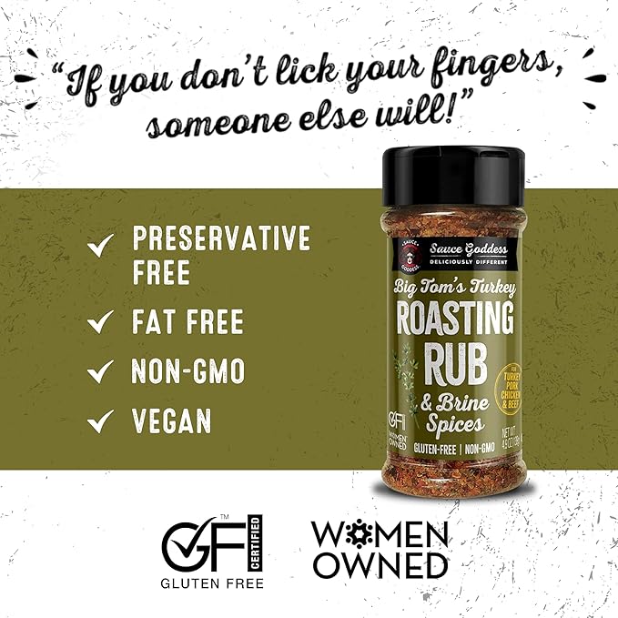 Sauce Goddess Big Tom's Turkey Roasting Rub and Brine Spices - Gluten-Free, Seasonings and Spices