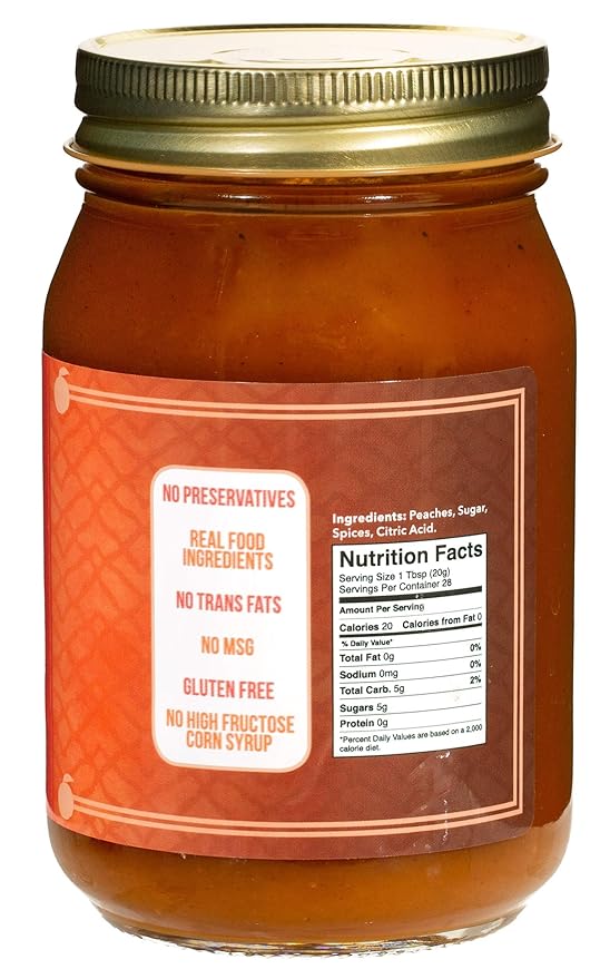 Green Jay Gourmet Peach Butter - All-Natural, Gluten-Free Fruit Spread - Peach Spread with Peaches