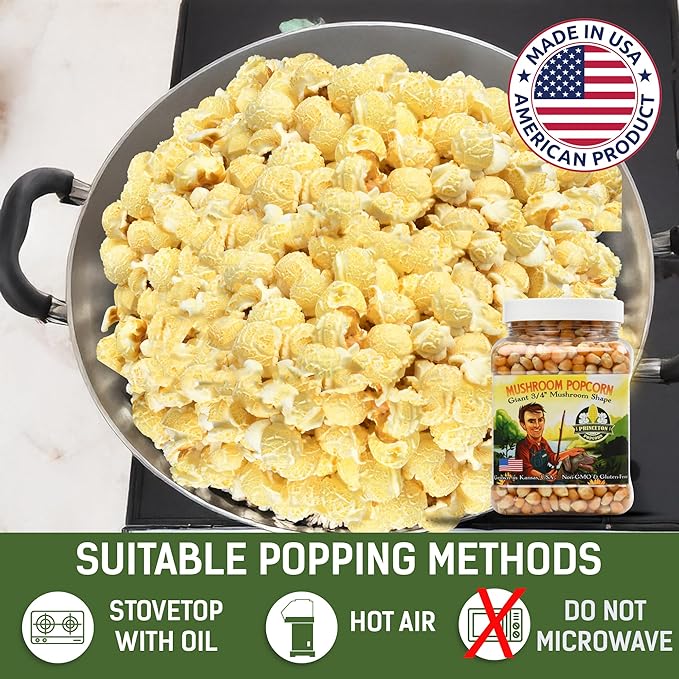 Princeton Popcorn Mushroom Popcorn Kernels - Farmer Direct, Non-GMO, Gluten Free, Un-Popped, Ball