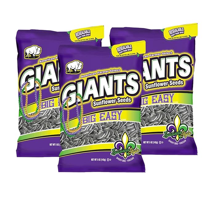 GIANTS Big Easy Sunflower Seeds - Sunflower Seeds to Eat, High Protein Snack, Smoky BBQ & Vinegar