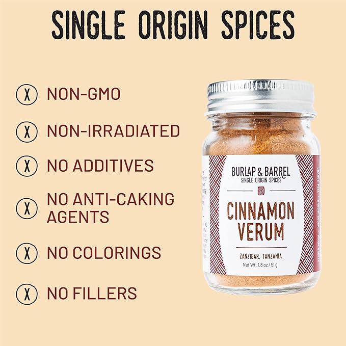 Burlap & Barrel Cinnamon Verum - Ground Ceylon Cinnamon Powder with Pine, Citrus Peel, and Sea Salt