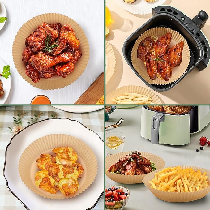 Air Fryer Paper Liner, Unbleached & Biodegradable Material, Disposable Non-stick Parchment Paper