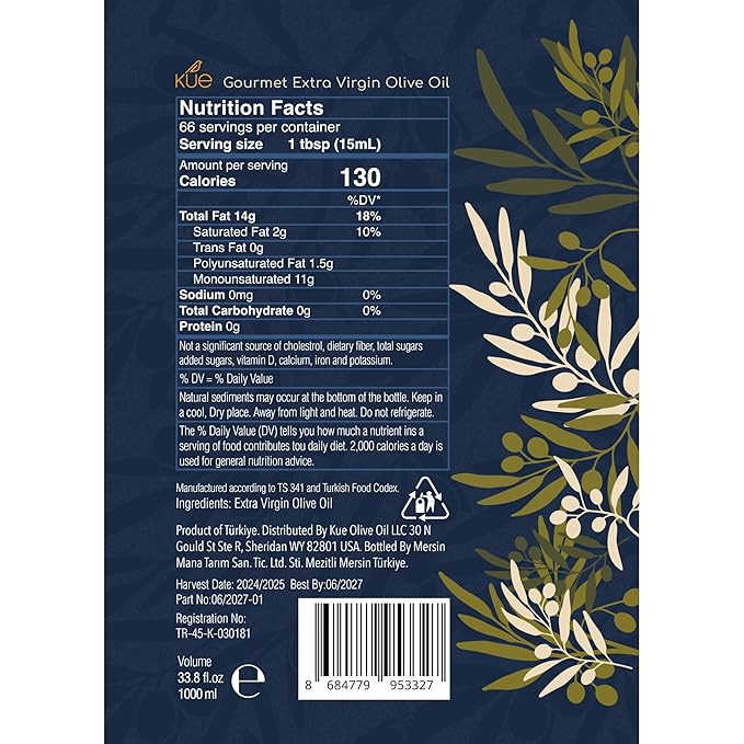 Kue Gourmet Extra Virgin Olive Oil Cold Pressed - Mediterranean Olive Oil - EVOO - Aceite de Oliva