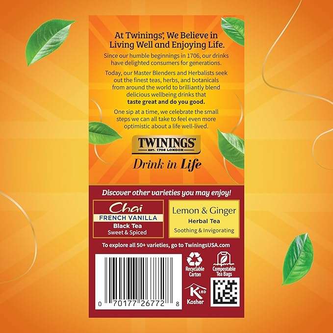 Twinings Chai Tea, Ultra Spice Chai Tea Bags with Cinnamon, Ginger, Cardamon, Clove for a Spicy