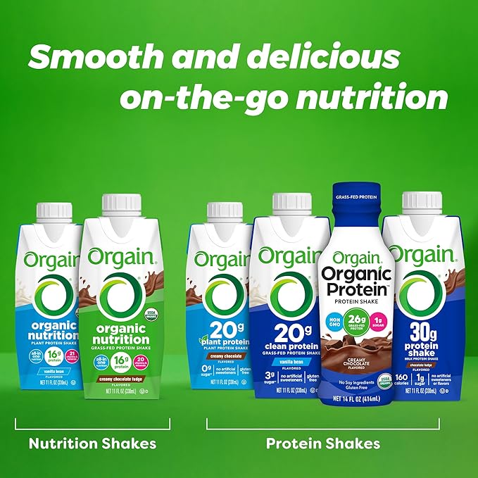 Orgain Organic Nutritional Shake, Strawberries & Cream - Meal Replacement, 16g Protein, 21 Vitamins
