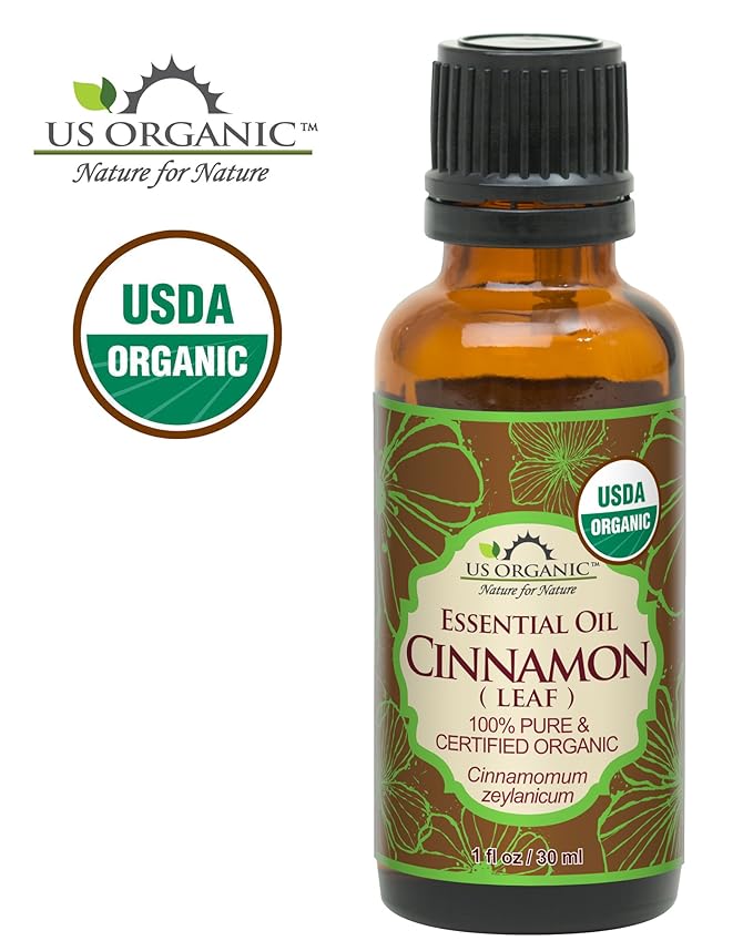 US Organic 100% Pure Cinnamon Leaf Essential Oil - USDA Certified Organic, Steam Distilled - W/Euro