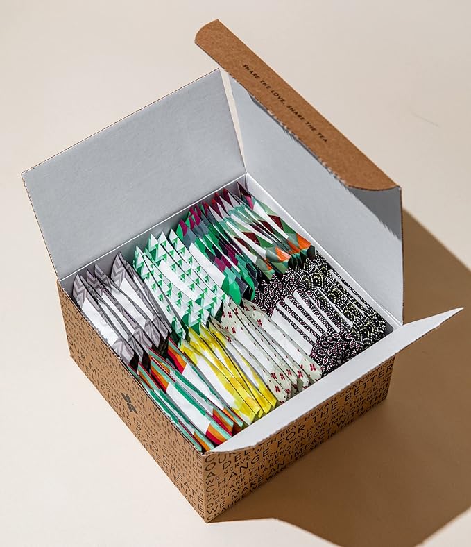 Art of Tea | Assorted Tea Bags Sampler Caffeinated and Non-Caffeinated | 50 Eco Friendly Pyramid