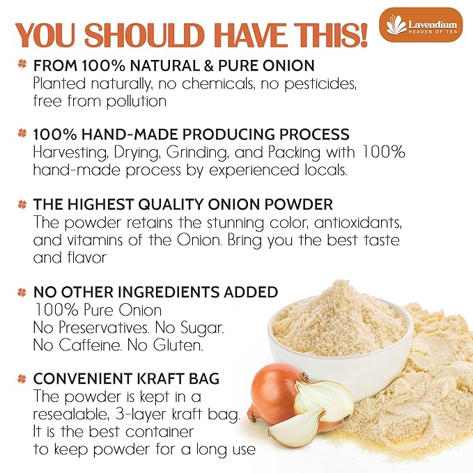 Lavendium, Premium 25oz Onion Powder, 100% Natural and Pure from Onion, Rich Flavor, Perfect for