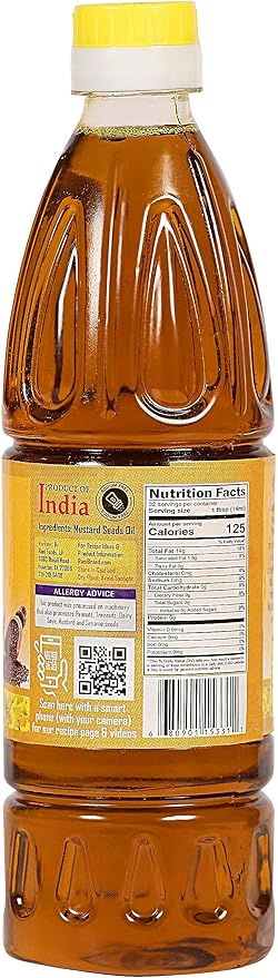 Rani Mustard Oil (Kachi Ghani) 16.9 Ounce (500ml) NON-GMO | Gluten Free | Vegan | 100% Natural |